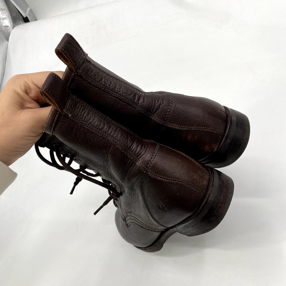 Frye Veronica Leather Cherry Brown Combat Boots - image 7